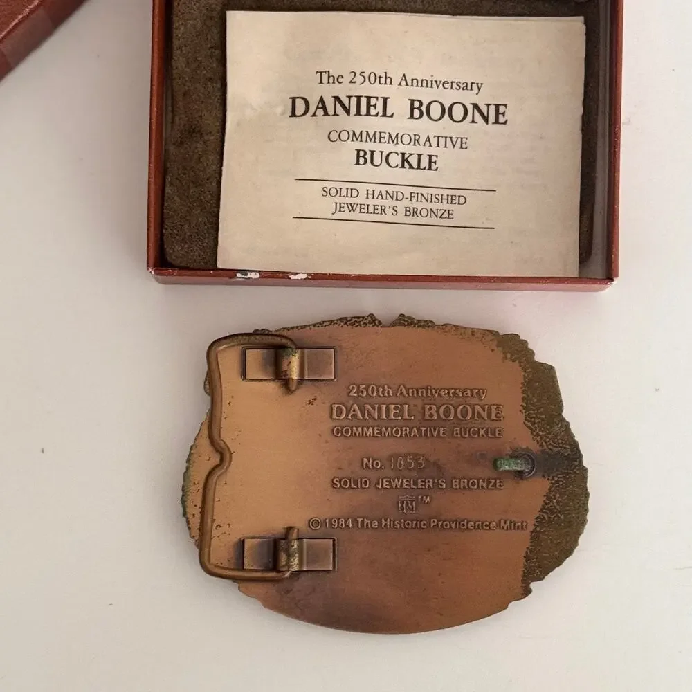 250th Anniversary Daniel Boone Commemorative Belt Buckle Bronze Americana 1984